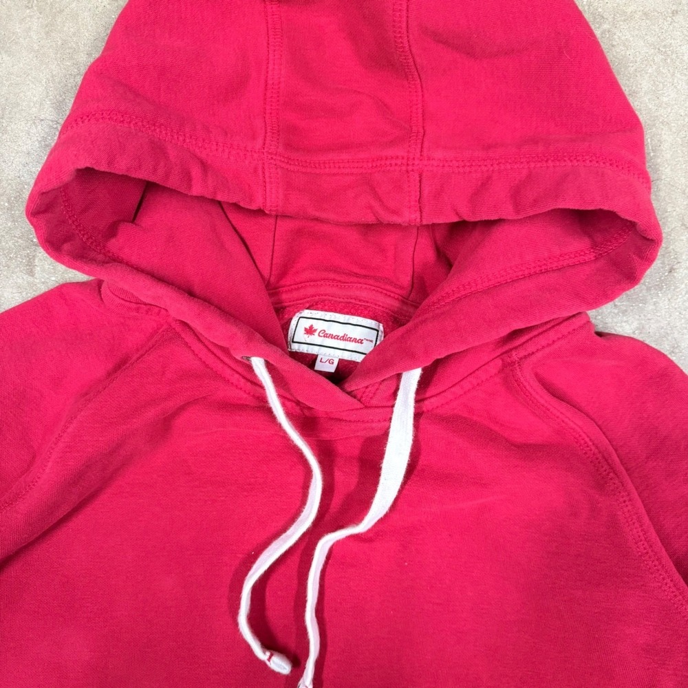 Canadiana Mens Red Fleece Hoodie Sweatshirt Size Large Gorpcore Vibe - Picture 2 of 5